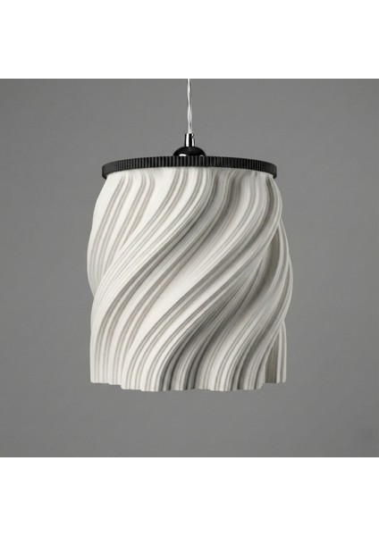Modern Fraktal Tasarım Spiral Dokulu Dekoratif Avize (Ø24 Cm) Genel Kullanım Şık Sarkıt Lamba
