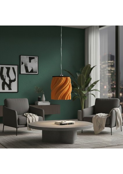 Modern Fraktal Tasarım Spiral Dokulu Dekoratif Avize (Ø24 Cm) Genel Kullanım Şık Sarkıt Lamba