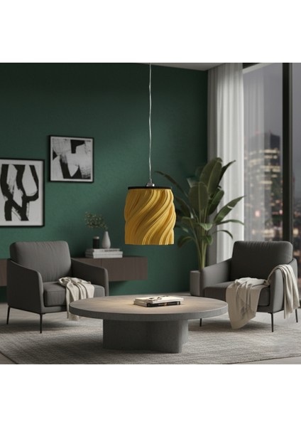 Modern Fraktal Tasarım Spiral Dokulu Dekoratif Avize (Ø24 Cm) Genel Kullanım Şık Sarkıt Lamba