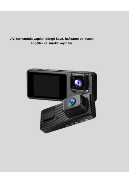 3 Kameralı Araç DVR 1080P Ön + HD Arka + İç Kamera Döngü Kayıt 2’’ Ekran modelleri