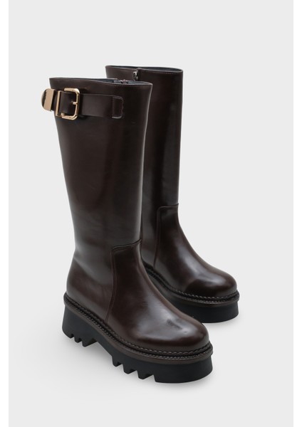 Norry Trak Tabanlı Metal Tokalı Yandan Fermuarlı Kadın Çizme