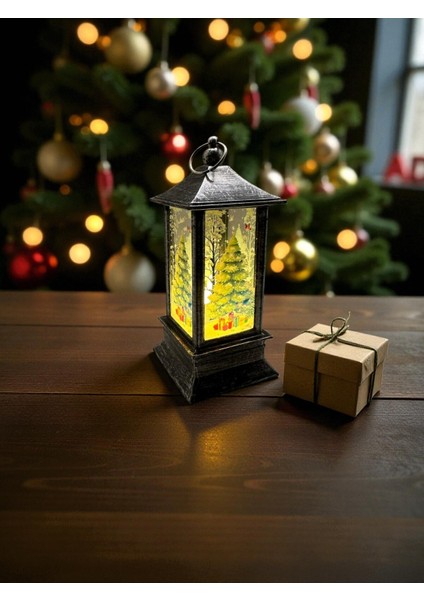 LED Işıklı Yılbaşı Feneri Çam Ağaçlı Temalı Noel Feneri Ağaç Süsü Dekoratif Işıklı Süs modelleri