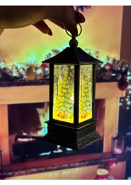 LED Işıklı Yılbaşı Feneri Çam Ağaçlı Temalı Noel Feneri Ağaç Süsü Dekoratif Işıklı Süs fırsatları