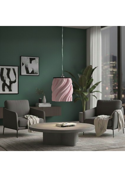 Modern Fraktal Tasarım Spiral Dokulu Dekoratif Avize (Ø24 Cm) Genel Kullanım Şık Sarkıt Lamba
