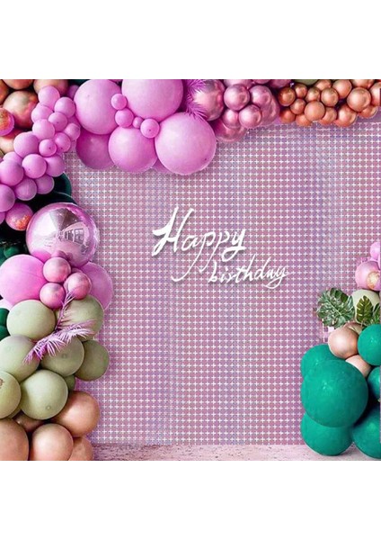 Ekstra Metalize Rose Gold Renk Disko Dikdörtgen Kesim Kapı Perdesi Dekorasyon 1x2 Metre