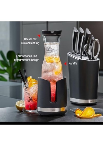 Smartline Borosilikat Cam Sürahi Kapaklı, 1 Litre, Cam Sürahi, Su, Cam Sürahi, Buzlu Çay, Meyve Suyu, Şarap, Kokteyller