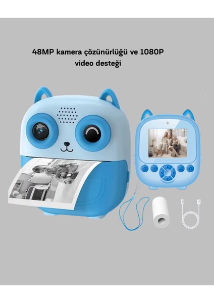 48MP Termal Baskılı Çocuk Dijital Kamera 1080P Video 2.4'' Ekran 6X Zoom fırsatları