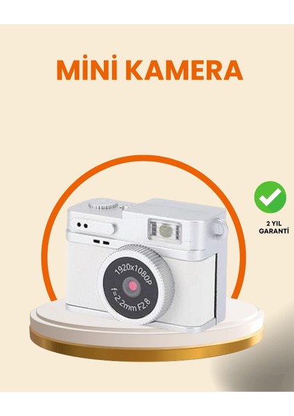 Buğz Kompakt Mini Kamera Retro Tasarım 128GB Hafıza 1080P Video