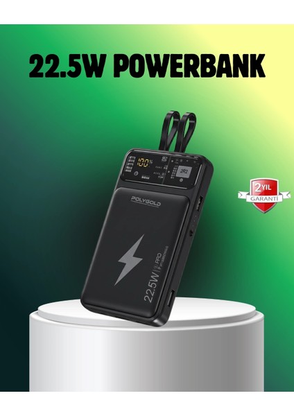 Buğz Powerbank Dahili Ekranlı 10000 Mah Çift Kablolu