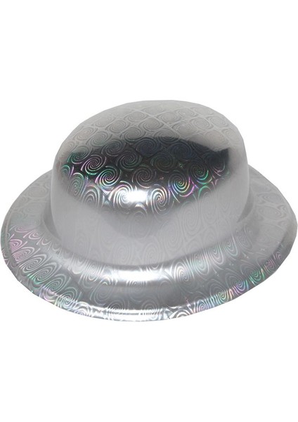 Gümüş Renk Hologramlı Plastik Yuvarlak Melon 27X24 cm