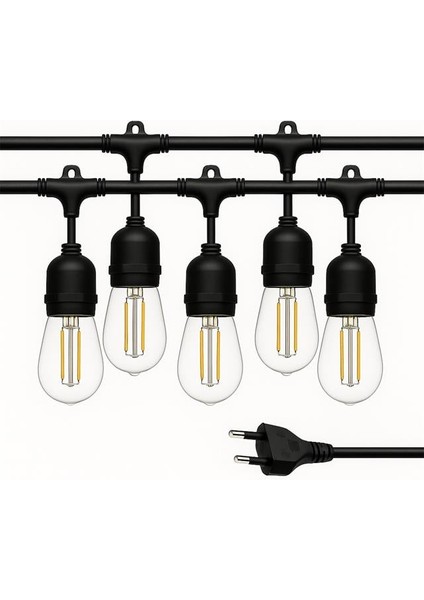 Ledx KB00001 5'li E27 Duy Sıralı 5 Metre Lamba Kablosu (5 Adet Duy Içerir)