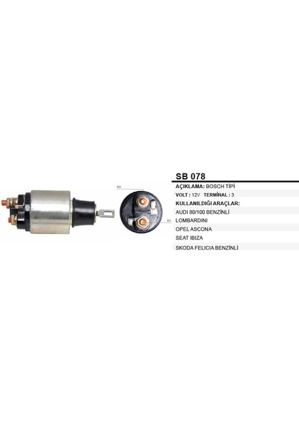 Marş Otomatiği 12VOPEL/SKODA Felıcıa/lombardını Bosch Tipi