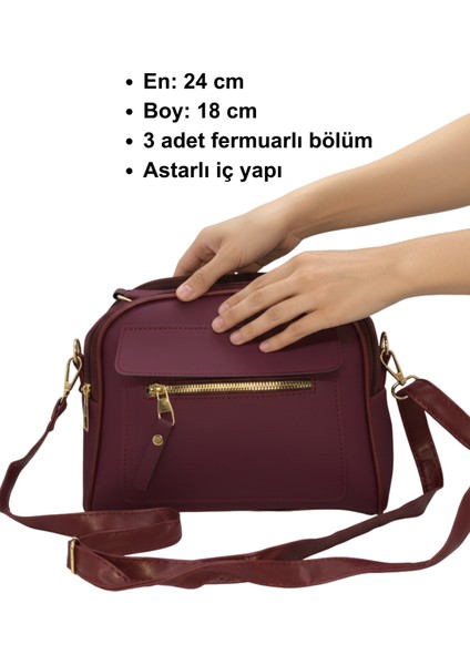 Kadın Lacost Deri Üç Bölmeli Çapraz Askılı El ve Omuz Çantası