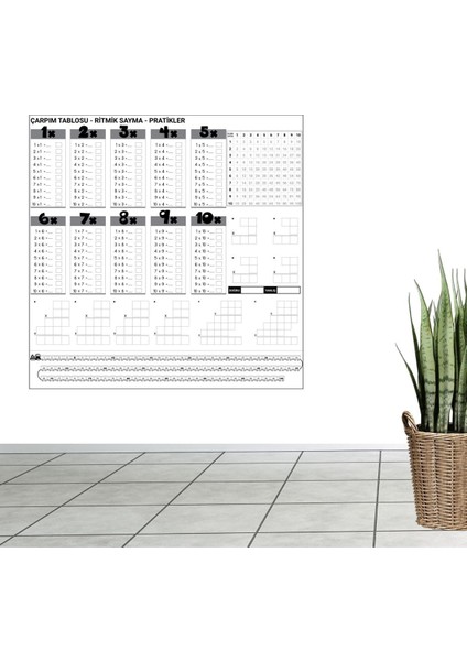 Çarpım Tablosu Ezberleme Manyetik Duvar Stickerı 105 x 100 cm (5256) indirimleri