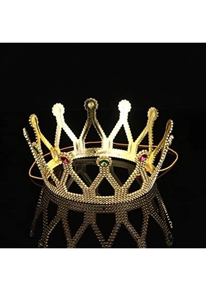 Rönesans Kostümlü Kraliyet Ortaçağ Altın Gold Kraliçe Prenses Tacı