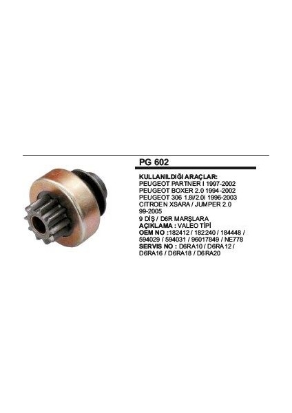 Marş Dişlisi D6R Peugeot/ctroen 9 Diş Valeo Tipi