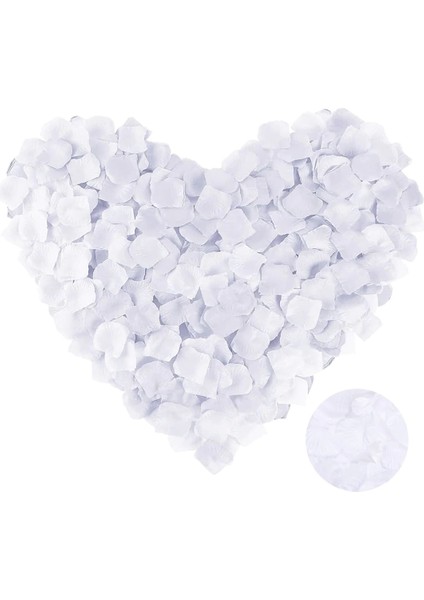 Beyaz Renk Gül Yaprağı Şekilli Konfeti 5 Paket 500 Adet