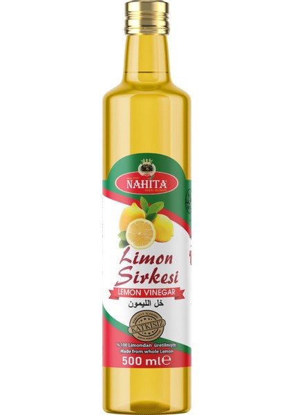 %100 Doğal Limon Sirkesi 500 ml - Tüm Limondan Fermente (Cam Şişe)