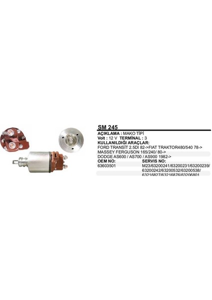 Marş Otomatiği 12V .em.ford Transıt/fıat/mf (501) Mako Tipi