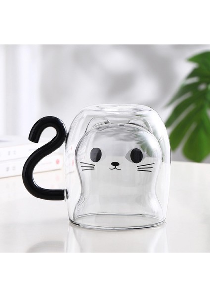 Kedi Figürlü Çift Cidarlı Cam Bardak fırsatları