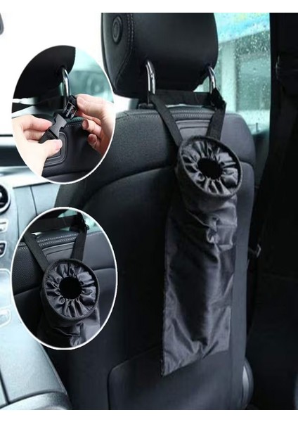 1 Adet Siyah Taşınabilir Araç Asma Arka Koltuk Çöp Kutusu Seti Çöp Depolama Torbası