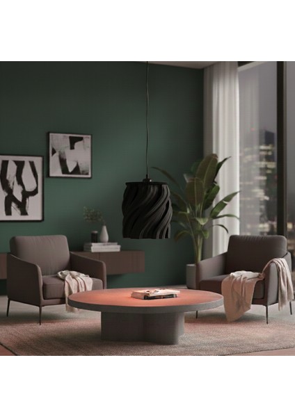 Modern Fraktal Tasarım Spiral Dokulu Dekoratif Avize (Ø24 Cm) Genel Kullanım Şık Sarkıt Lamba