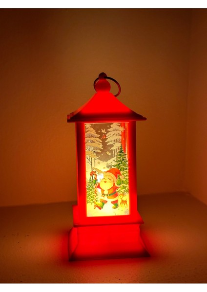LED Işıklı Yılbaşı Feneri Noel Baba Temalı Noel Feneri Ağaç Süsü Kırmızı Dekoratif Işıklı Süs fırsatları