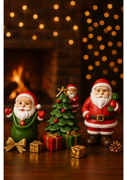 3lü Küçük Noel Baba Dekoru Yılbaşı Masa Süsü Noel Temalı Yeni Yıl Hediyelik fiyatları