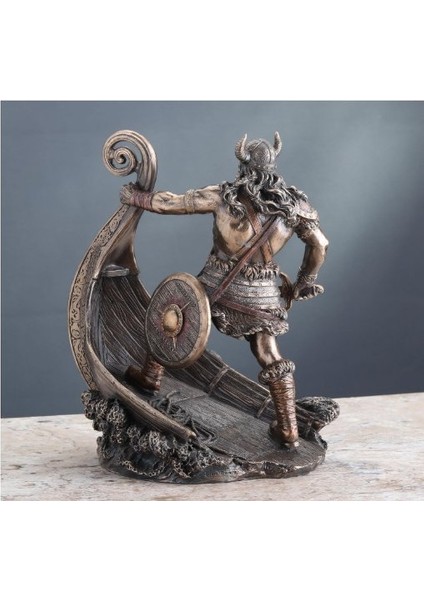 Veronese Design Iskandinav Savaşçı Viking Gemi Üzerinde Heykel