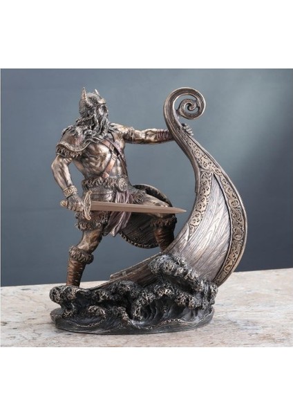 Veronese Design Iskandinav Savaşçı Viking Gemi Üzerinde Heykel fırsatları