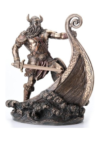 Veronese Design Iskandinav Savaşçı Viking Gemi Üzerinde Heykel indirimleri