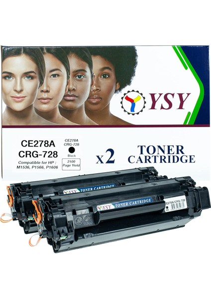 CE278A 78A 1536 1606 - 2100(2.1K) Sayfa Verimli 1536DNF P1606 P1566 P1560 Muadil Toner Kartuş (1 Kutuda 2 Toner)