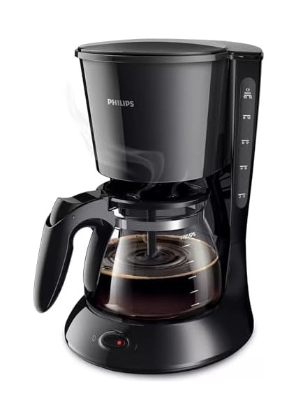 Daily Filtre Kahve Makinesi, 1,2 Litrelik Kapasite, Cam Demlikli, Otomatik Kapanma, Siyah, HD7461/20 modelleri