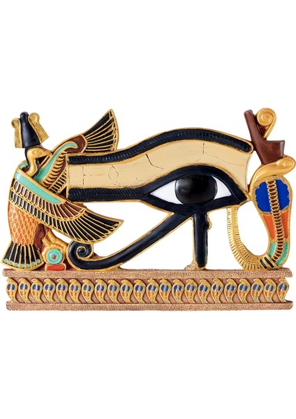 Mısır Dekoratif Horus Gözü Duvar Figürü Plaket, Poliresin, Tam Renkli, 30 cm
