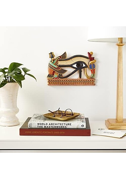 Mısır Dekoratif Horus Gözü Duvar Figürü Plaket, Poliresin, Tam Renkli, 30 cm modelleri