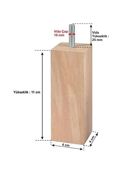 Ahşap Mobilya Koltuk Kanepe Ayağı Vida Çapı 10 mm fiyatları
