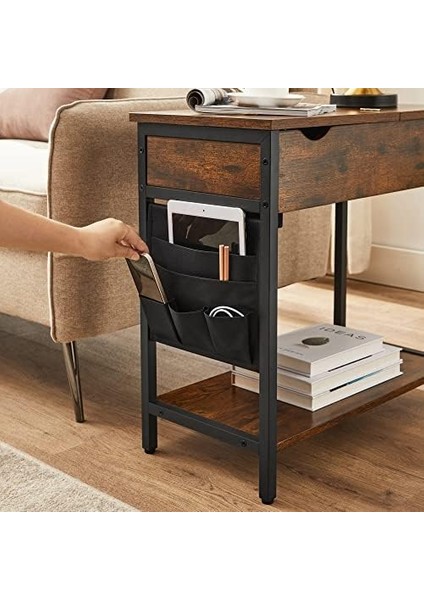 Elektrikli Sehpa, Yan Masa, Katlanır Masa, Başucu Masası, Elektrik Soketli, Kumaş Eşya Torbalı,, - Siyah, LET311B01 fiyatları