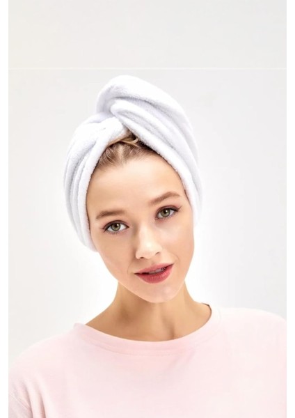Pamuk Beyaz Havlu Saç Kurutma Kafa Havlusu Duş Islak Saç Kurulama