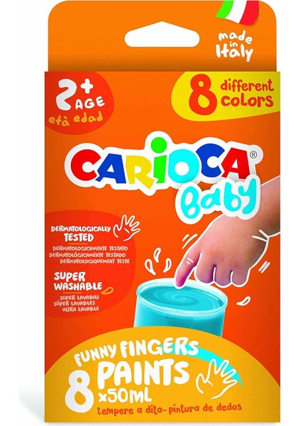 Bebek Parmak 8 Renk 8X50 ml Süper Yikanabilir 2+ Yaş