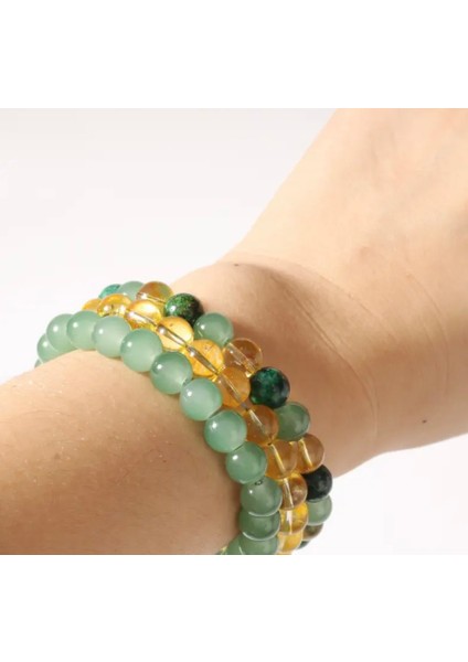 ALEV Yeşim Taşı Sitrin Doğaltaş Şans ve Para Bilekliği