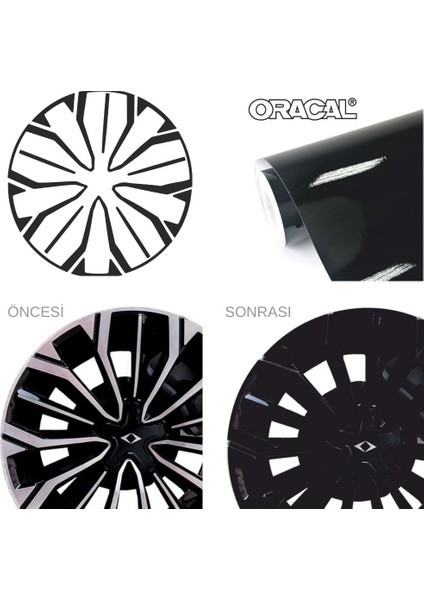 Togg T10F Sedan Jant Kaplama Sticker Set - Parlak Siyah