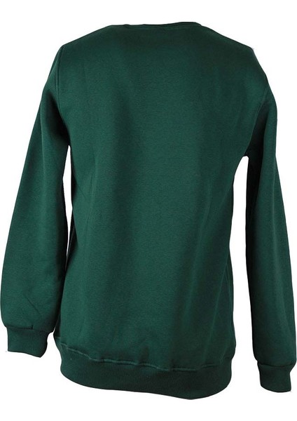 26KL71G08007 0 Yaka 3 Ip Yeşil Erkek Sweatshirt Fresh Baskı modelleri