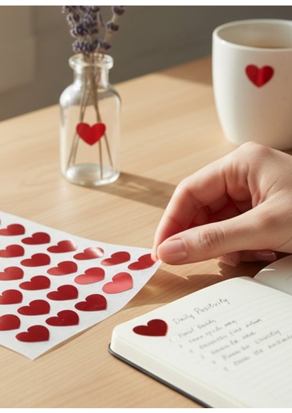 Kırmızı Kalpli Sticker Seti 35LI Dekoratif Kalp Etiket Süsleme Paketleme Sevgi Defter Ajanda fiyatları
