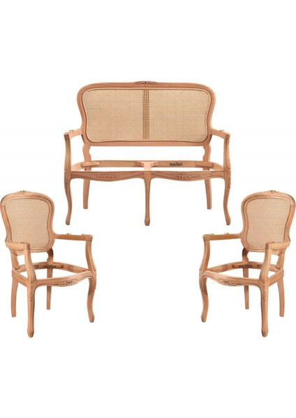 Zeory Hasırlı Etek Oymalı Çay Takımı Cilasız Ham