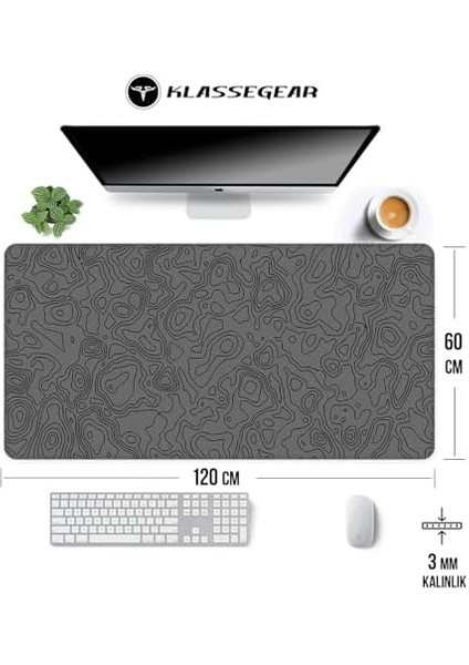 Pro - 3 Farklı Model Dikişli Kenar 120X60 cm Oyuncu Gaming Mouse Pad ( Grey Map ) modelleri