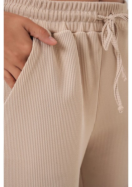 Kadın Bdart Fitilli Düz Paça Pantolon Bej Doğal indirimleri