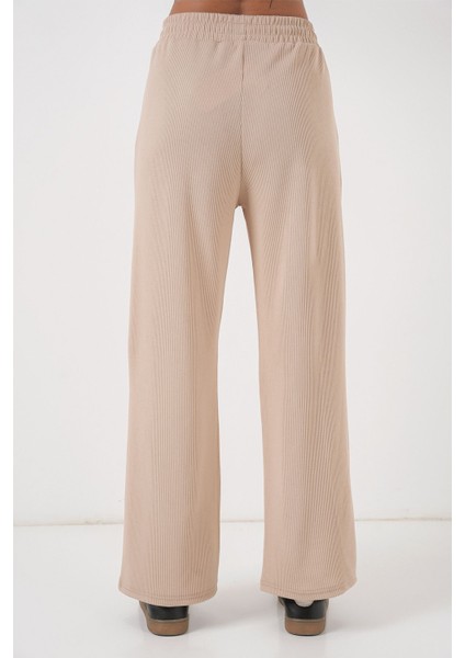 Kadın Bdart Fitilli Düz Paça Pantolon Bej Doğal