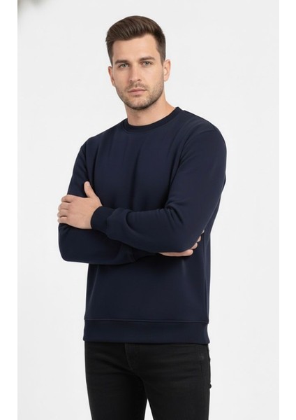 Unisex Relax Fit Rahat Kesim Pamuklu Yumusak Dokulu Içi Polarli Bisiklet Yaka Sweatshirt modelleri