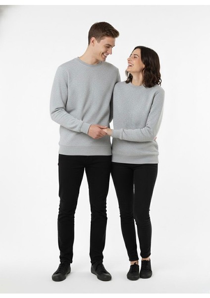 Unisex Relax Fit Rahat Kesim Pamuklu Yumusak Dokulu Içi Polarli Bisiklet Yaka Sweatshirt fiyatları