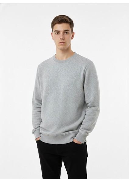 Unisex Relax Fit Rahat Kesim Pamuklu Yumusak Dokulu Içi Polarli Bisiklet Yaka Sweatshirt modelleri